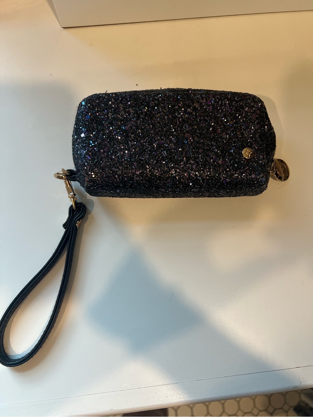 Glitter Wristlet Clutch - Black & Purple
